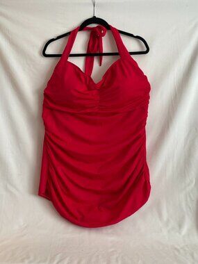 Suddenly Slim By Catalina Women's Plus-s Red Retro halter swimsuit - Size 3X
